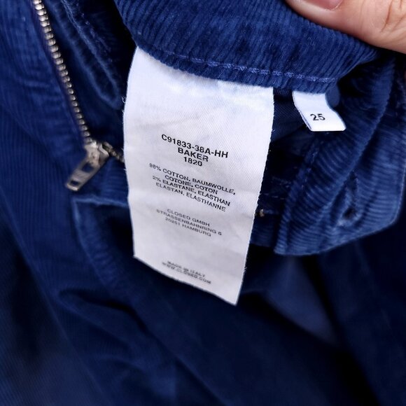 CLOSED Corduroy Jeans Womens 25 Blue Skinny Leg Low Rise Made in Italy Pants - Picture 12 of 13